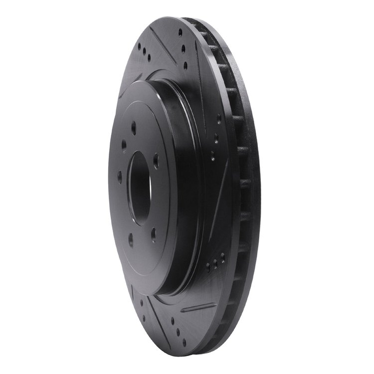 E-Line Drilled & Slotted Black Brake Rotor, 2005-2011 GM, Position: Rear Right