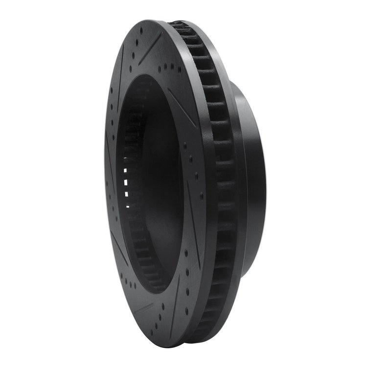 E-Line Drilled & Slotted Black Brake Rotor, 2006-2011 GM, Position: Front Right