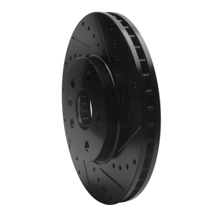 E-Line Drilled & Slotted Black Brake Rotor, 2008-2014 GM, Position: Front Right