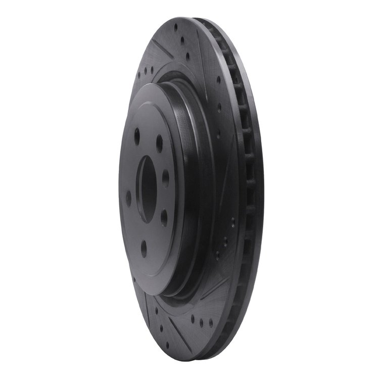E-Line Drilled & Slotted Black Brake Rotor, 2008-2014 GM, Position: Rear Right