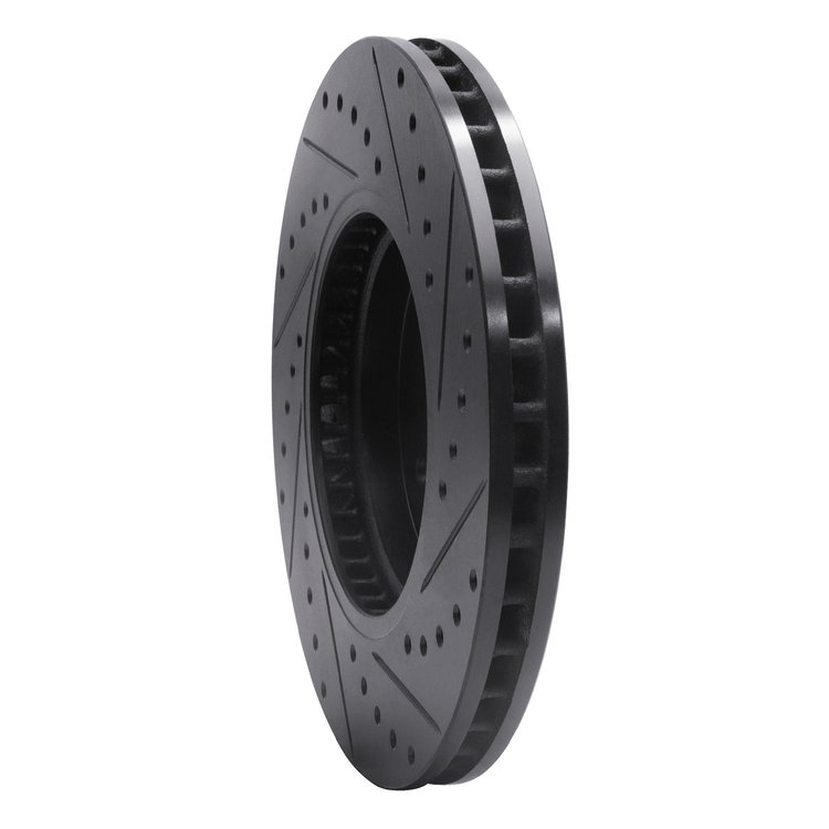 E-Line Drilled & Slotted Black Brake Rotor, 2009-2011 GM, Position: Front Left