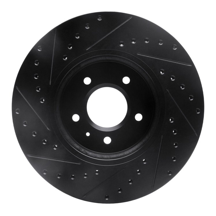 E-Line Drilled & Slotted Black Brake Rotor, 2009-2011 GM, Position: Front Right