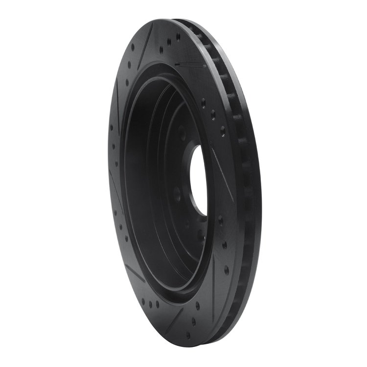 E-Line Drilled & Slotted Black Brake Rotor, 2013-2019 GM, Position: Rear Right