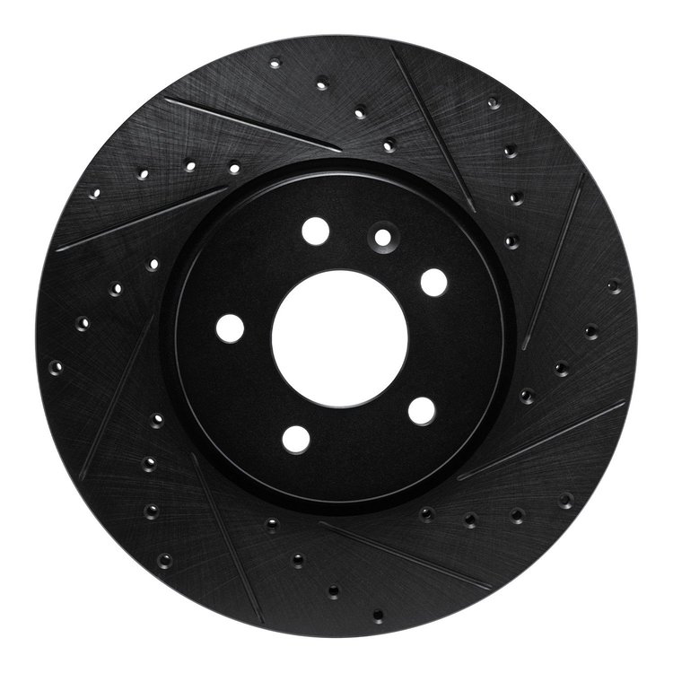 E-Line Drilled & Slotted Black Brake Rotor, 2014-2019 GM, Position: Front Right