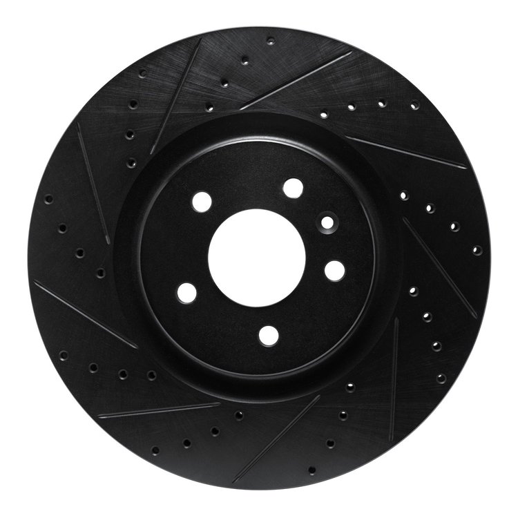 E-Line Drilled & Slotted Black Brake Rotor, 2016-2020 GM, Position: Front Left
