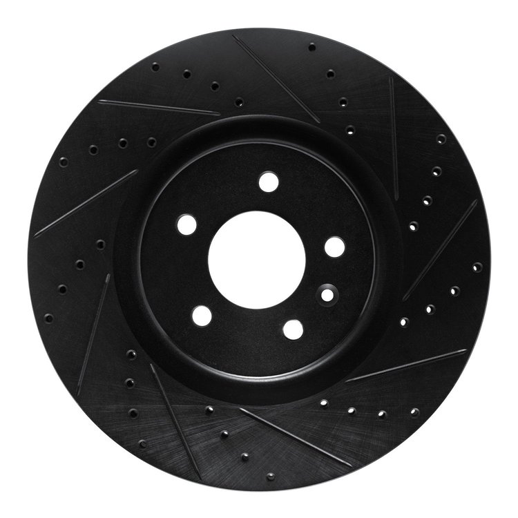 E-Line Drilled & Slotted Black Brake Rotor, 2016-2020 GM, Position: Front Right