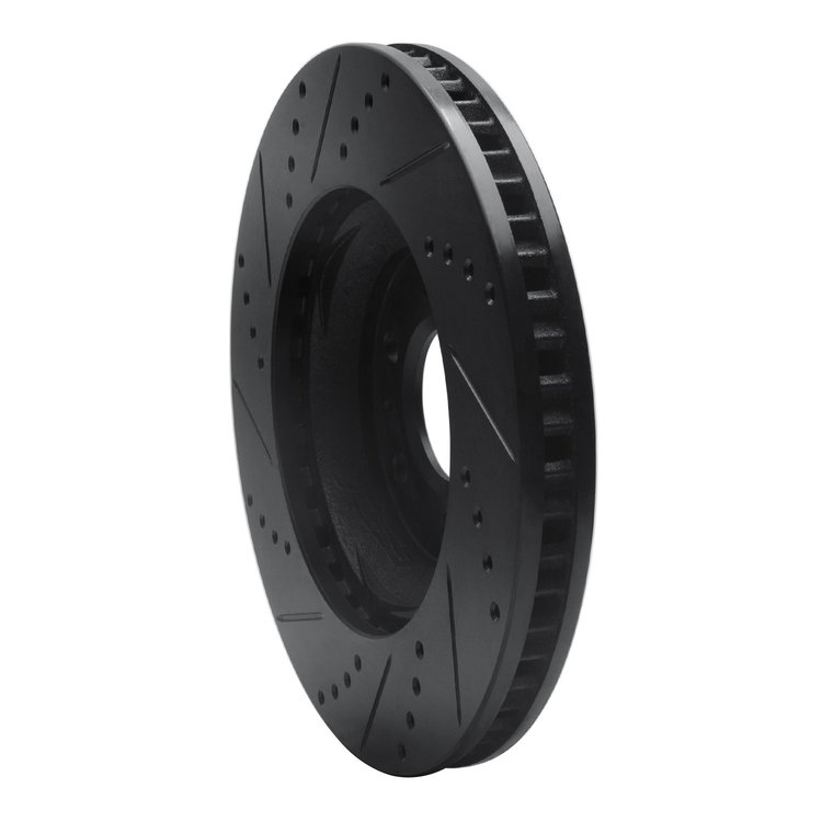 E-Line Drilled & Slotted Black Brake Rotor, 2004-2009 GM, Position: Front Right