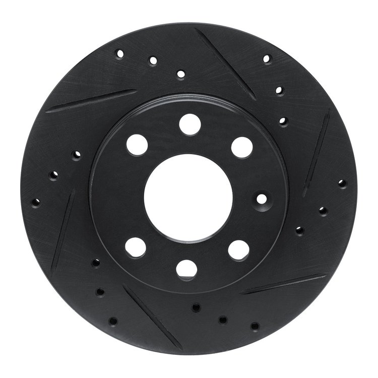 E-Line Drilled & Slotted Black Brake Rotor, 1988-2019 GM, Position: Front Right