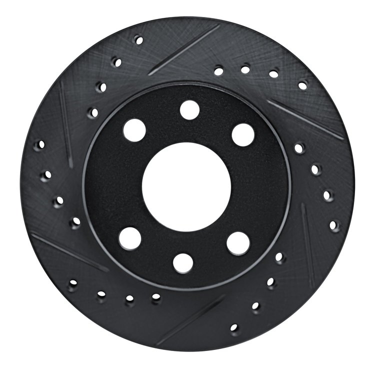 E-Line Drilled & Slotted Black Brake Rotor, 1985-1993 GM, Position: Front Left
