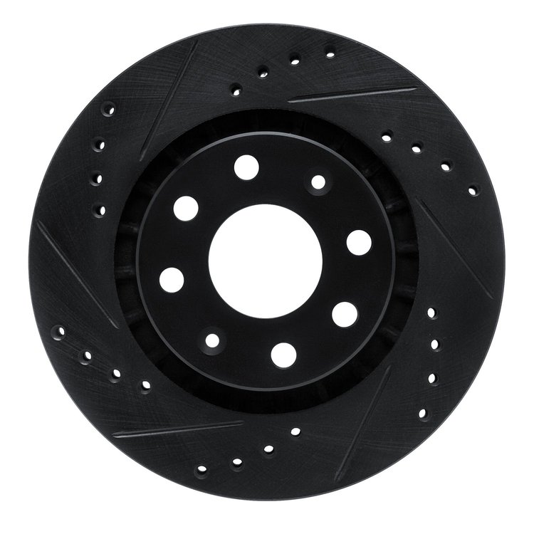 E-Line Drilled & Slotted Black Brake Rotor, 2004-2017 GM, Position: Front Left