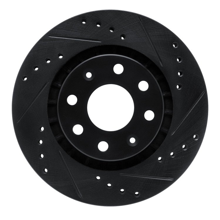 E-Line Drilled & Slotted Black Brake Rotor, 2004-2017 GM, Position: Front Right