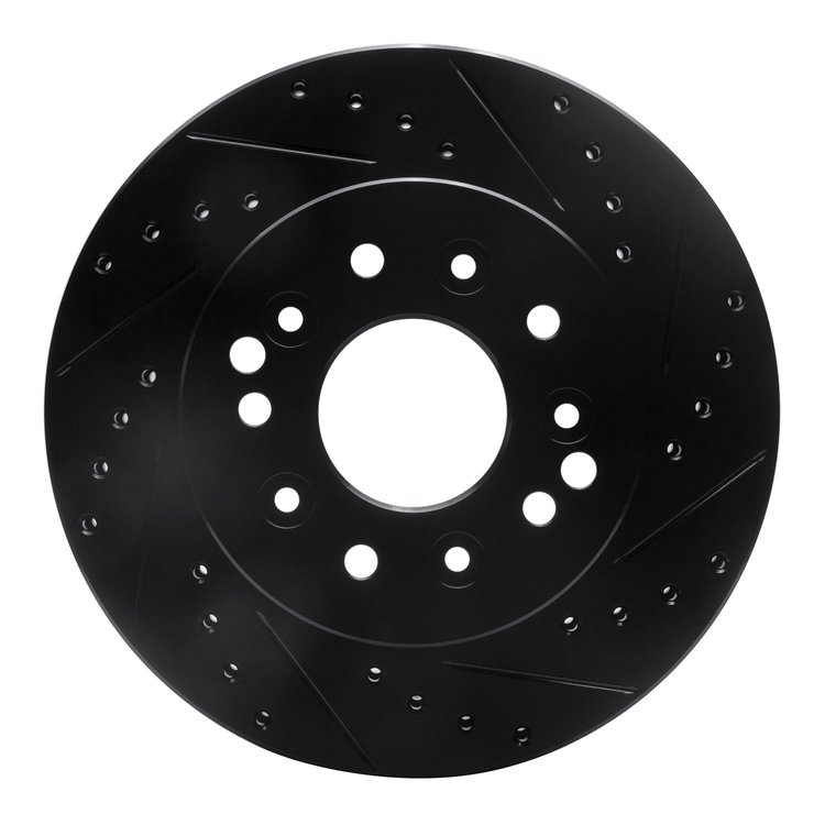 E-Line Drilled & Slotted Black Brake Rotor, 1963-1982 GM, Position: Front & Rear Right