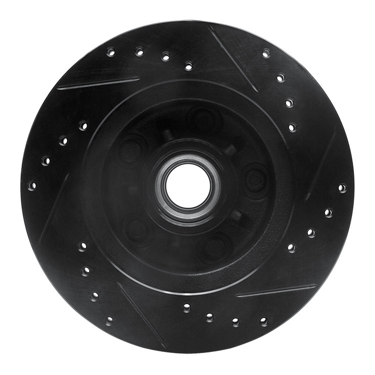 E-Line Drilled & Slotted Black Brake Rotor, 1978-1990 GM, Position: Front Left