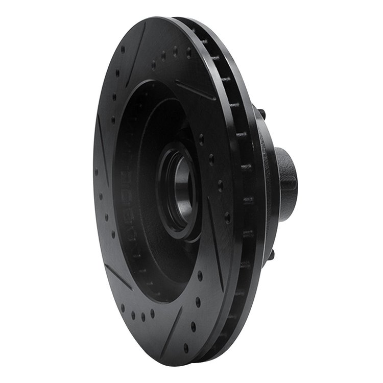 E-Line Drilled & Slotted Black Brake Rotor, 1978-1990 GM, Position: Front Right