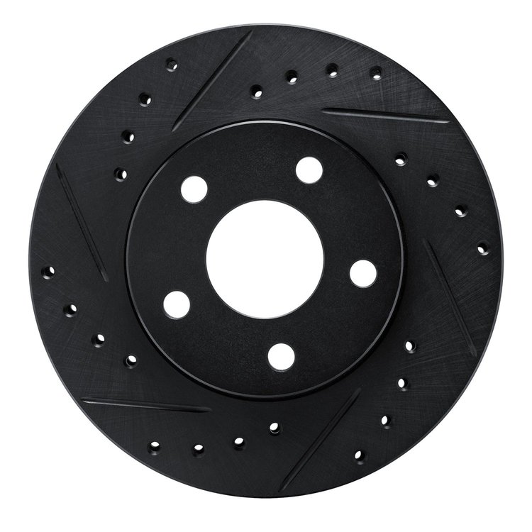 E-Line Drilled & Slotted Black Brake Rotor, 1982-1984 GM, Position: Front Left