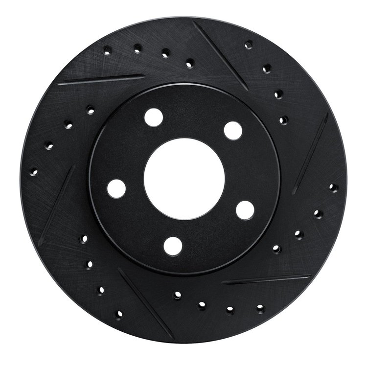 E-Line Drilled & Slotted Black Brake Rotor, 1982-1984 GM, Position: Front Right