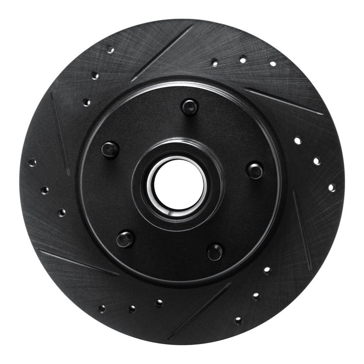 E-Line Drilled & Slotted Black Brake Rotor, 1979-1981 GM, Position: Front Left