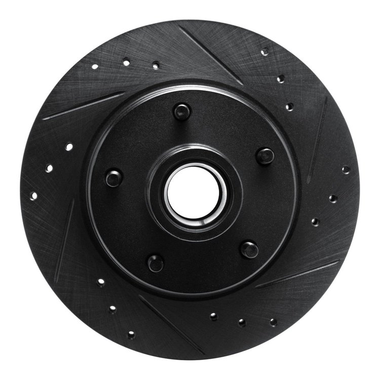 E-Line Drilled & Slotted Black Brake Rotor, 1979-1981 GM, Position: Front Right