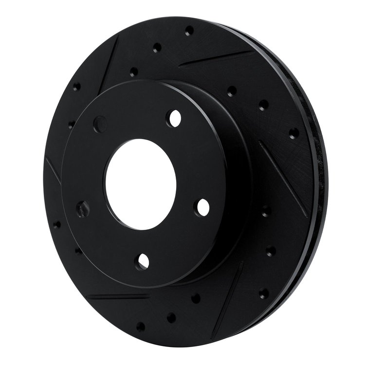 E-Line Drilled & Slotted Black Brake Rotor, 1982-1988 GM, Position: Rear Left
