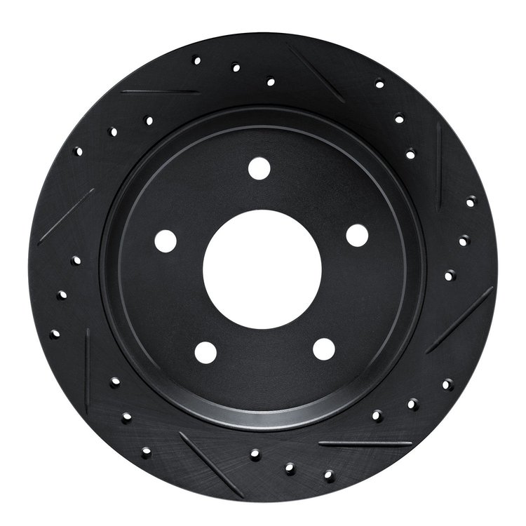 E-Line Drilled & Slotted Black Brake Rotor, 1984-1987 GM, Position: Front Right