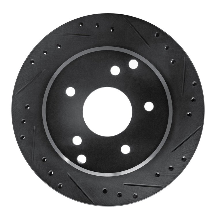 E-Line Drilled & Slotted Black Brake Rotor, 1984-1987 GM, Position: Rear Right