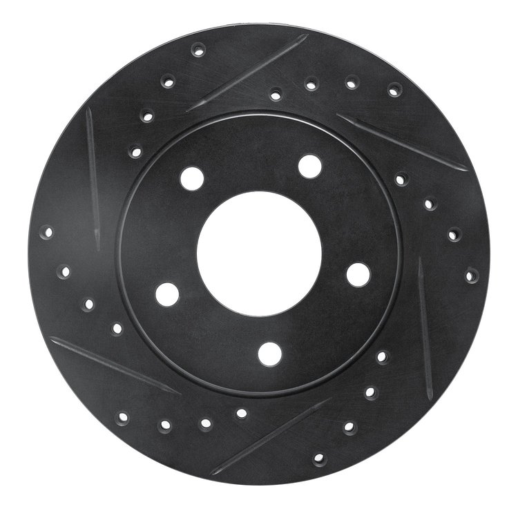 E-Line Drilled & Slotted Black Brake Rotor, 1988-1996 GM, Position: Front Left
