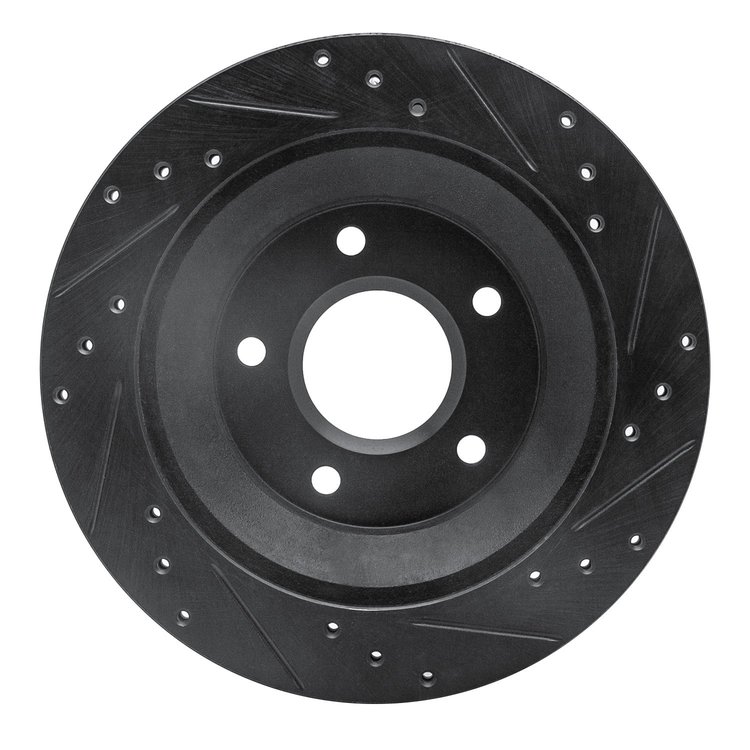 E-Line Drilled & Slotted Black Brake Rotor, 1988-1994 GM, Position: Front Left