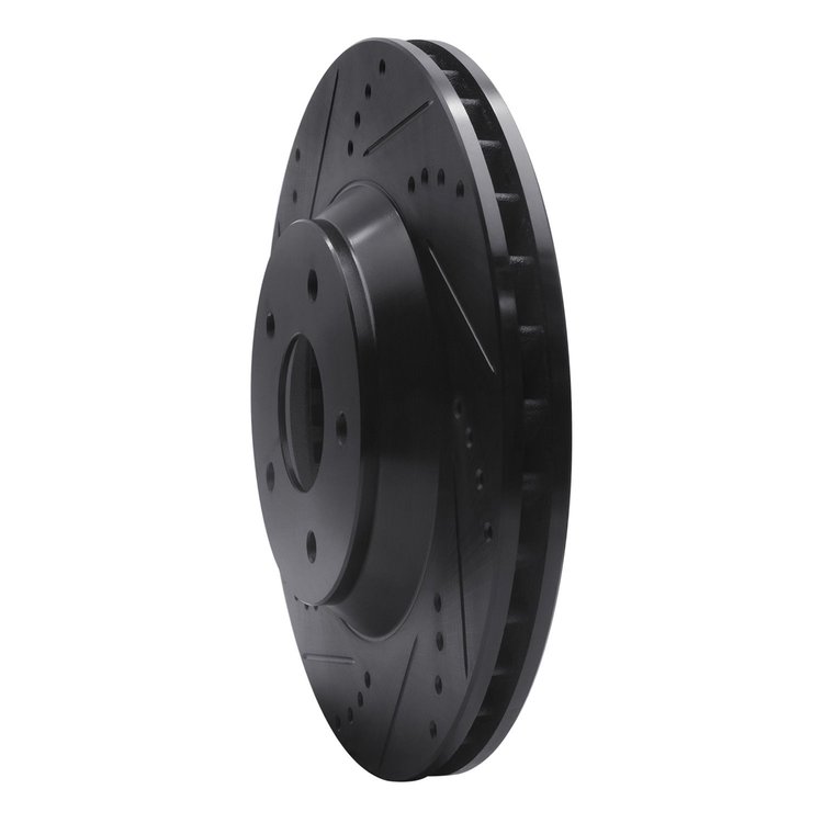 E-Line Drilled & Slotted Black Brake Rotor, 1988-1996 GM, Position: Right Front