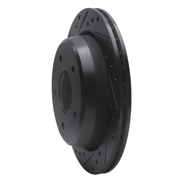 E-Line Drilled & Slotted Black Brake Rotor, 1994-1996 GM, Position: Rear Left