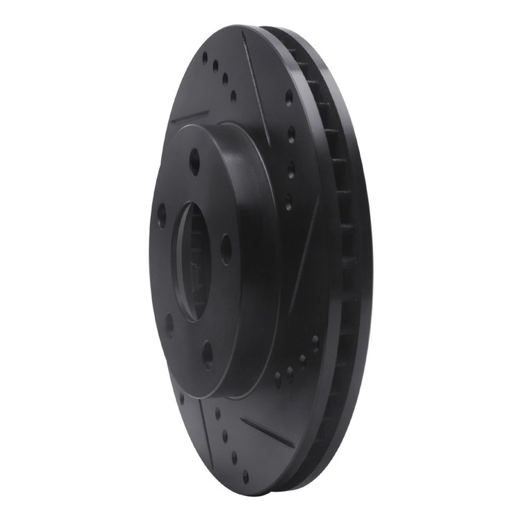 E-Line Drilled & Slotted Black Brake Rotor, 1997-2005 GM, Position: Front Right
