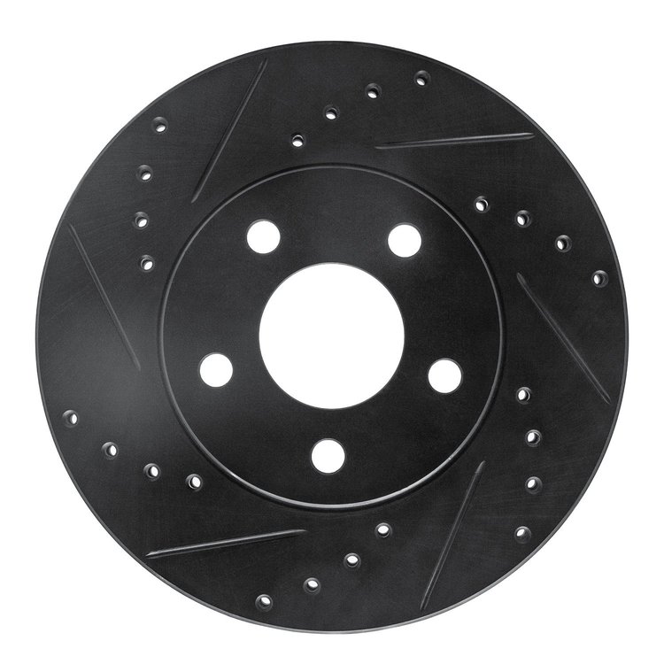 E-Line Drilled & Slotted Black Brake Rotor, 2004-2008 GM, Position: Front Left