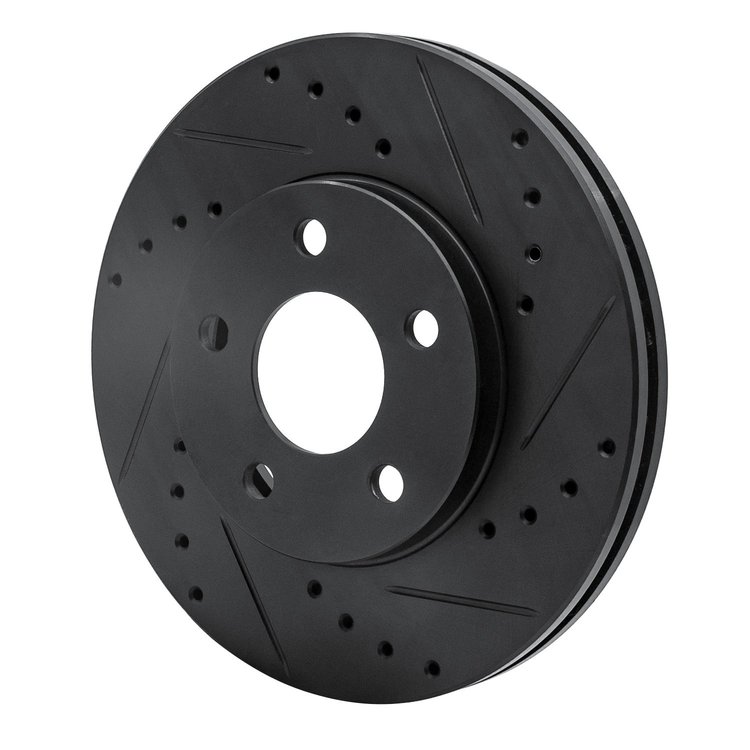 E-Line Drilled & Slotted Black Brake Rotor, 2004-2008 GM, Position: Front Right