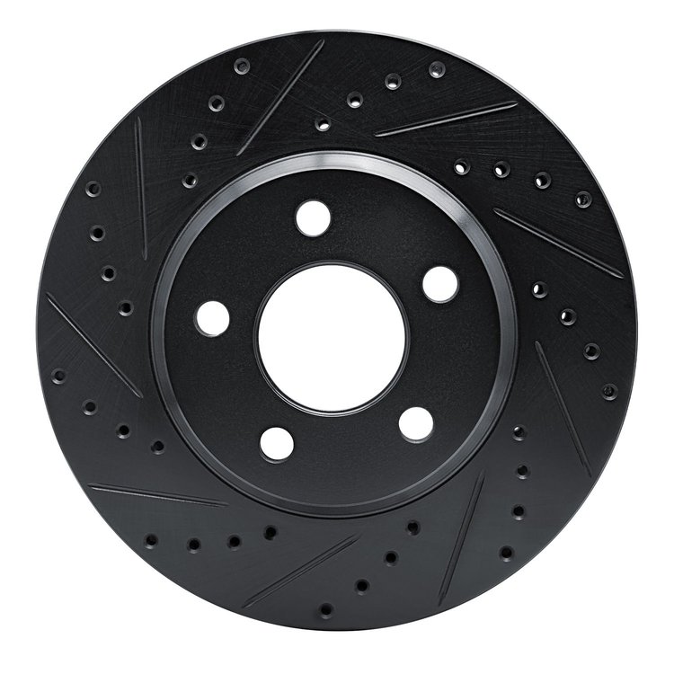 E-Line Drilled & Slotted Black Brake Rotor, 2005-2005 GM, Position: Front Left