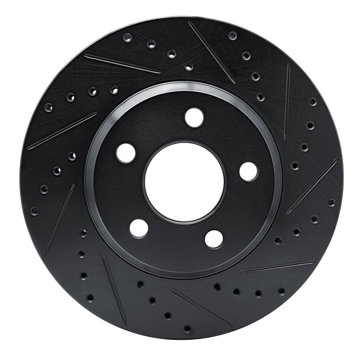 E-Line Drilled & Slotted Black Brake Rotor, 2005-2005 GM, Position: Front Right