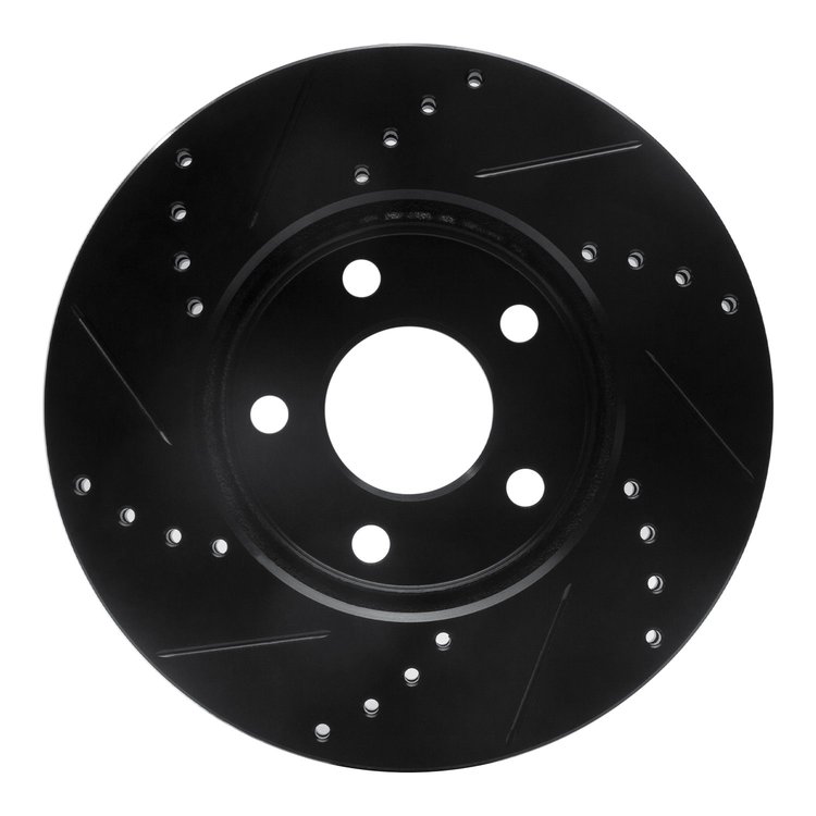 E-Line Drilled & Slotted Black Brake Rotor, 2006-2011 GM, Position: Front Right