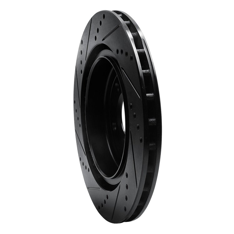 E-Line Drilled & Slotted Black Brake Rotor, 2006-2013 GM, Position: Rear Right