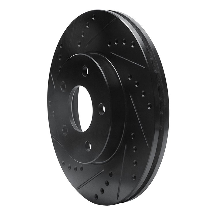 E-Line Drilled & Slotted Black Brake Rotor, 2007-2010 GM, Position: Front Left