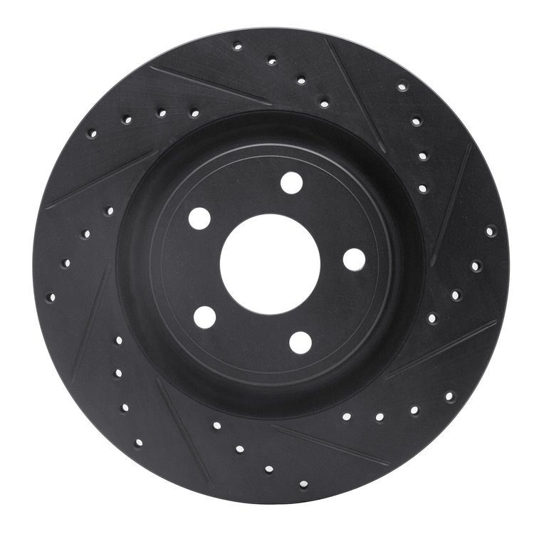 E-Line Drilled & Slotted Black Brake Rotor, 2007-2010 GM, Position: Front Right