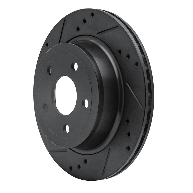 E-Line Drilled & Slotted Black Brake Rotor, 2008-2010 GM, Position: Rear Left