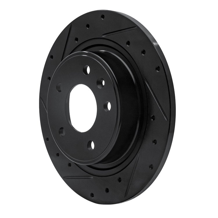 E-Line Drilled & Slotted Black Brake Rotor, 2011-2019 GM, Position: Rear Left