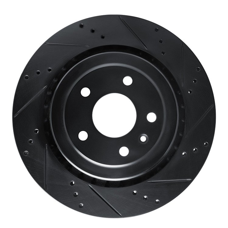 E-Line Drilled & Slotted Black Brake Rotor, 2014-2019 GM, Position: Rear Right