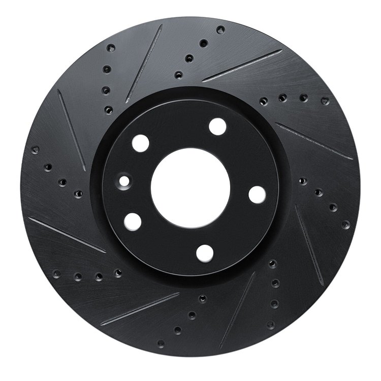 E-Line Drilled & Slotted Black Brake Rotor, 2014-2019 GM, Position: Front Left