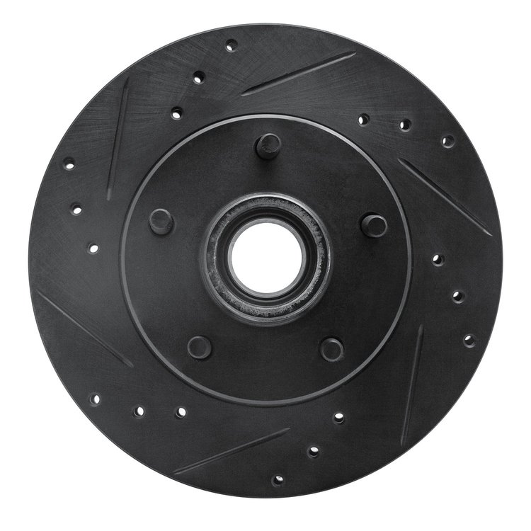 E-Line Drilled & Slotted Black Brake Rotor, 1982-1995 GM, Position: Front Left