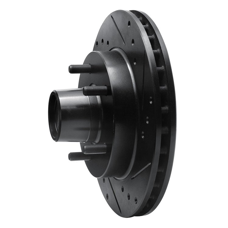 E-Line Drilled & Slotted Black Brake Rotor, 1982-1995 GM, Position: Front Right