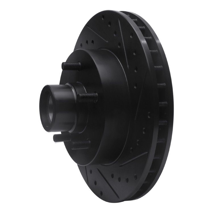 E-Line Drilled & Slotted Black Brake Rotor, 1969-1996 GM, Position: Front Right