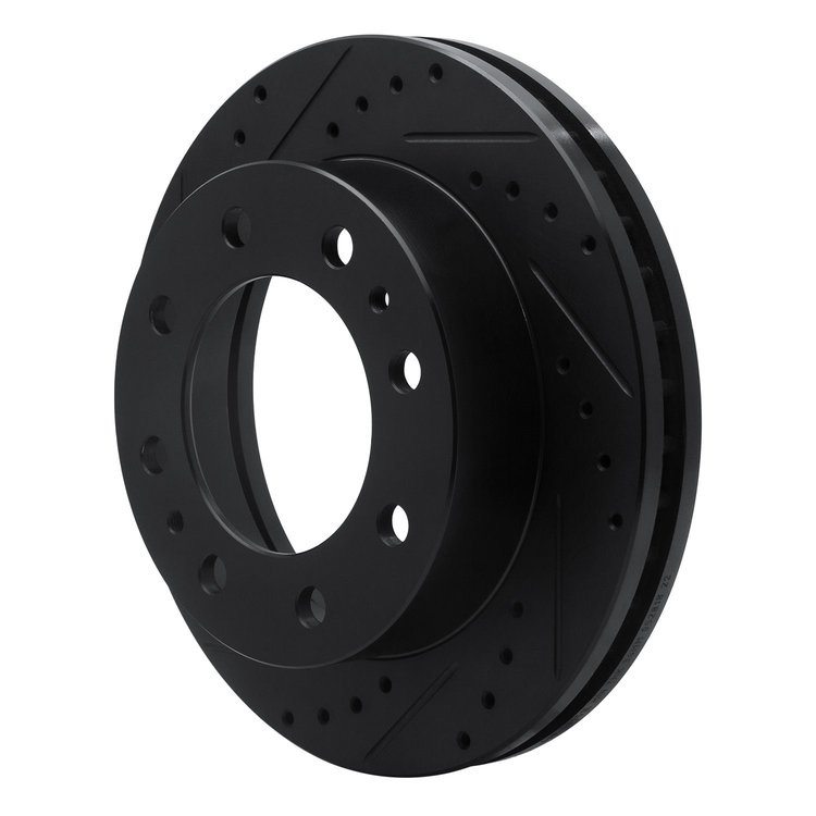 E-Line Drilled & Slotted Black Brake Rotor, 1984-1994 GM, Position: Front Left