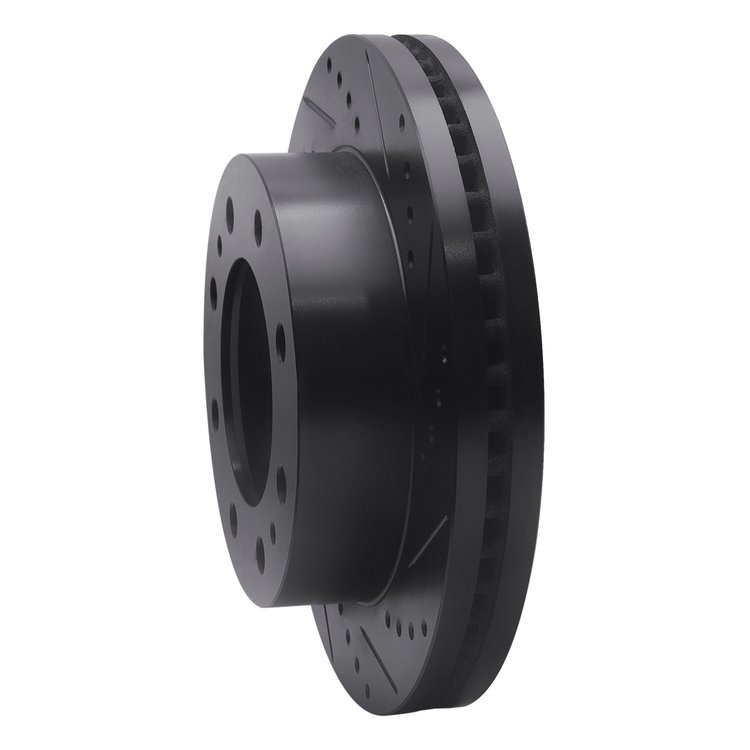 E-Line Drilled & Slotted Black Brake Rotor, 1984-1994 GM, Position: Front Right