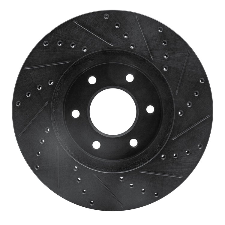 E-Line Drilled & Slotted Black Brake Rotor, 2006-2009 GM, Position: Front Left