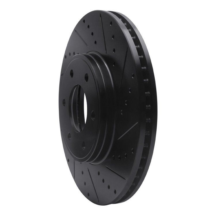 E-Line Drilled & Slotted Black Brake Rotor, 2006-2009 GM, Position: Front Right