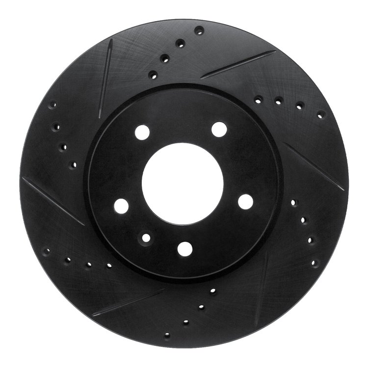 E-Line Drilled & Slotted Black Brake Rotor, 2007-2015 GM, Position: Front Left